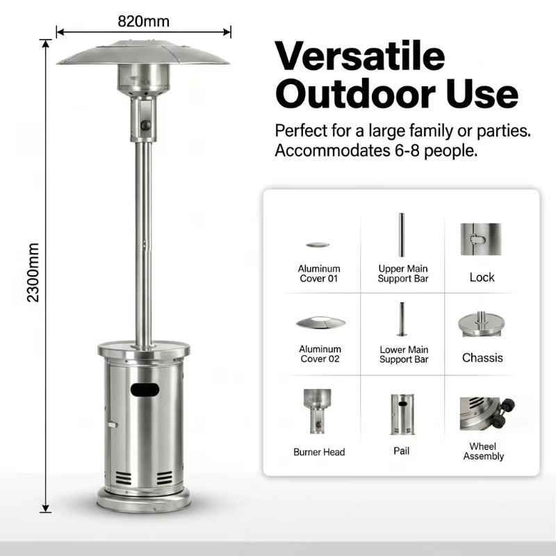 مدفأة غاز على شكل مظلة من Airo - مراجعة Patio Heater Standing وسعره