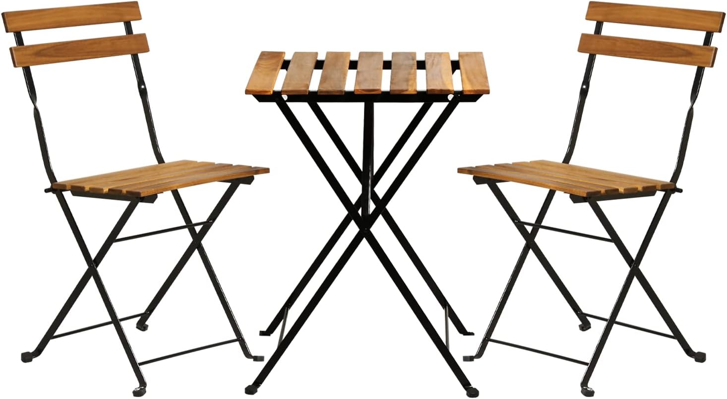طقم بيسترو خشبي طبيعي قابل للط - مراجعة Outdoor Furniture Wood وسعره