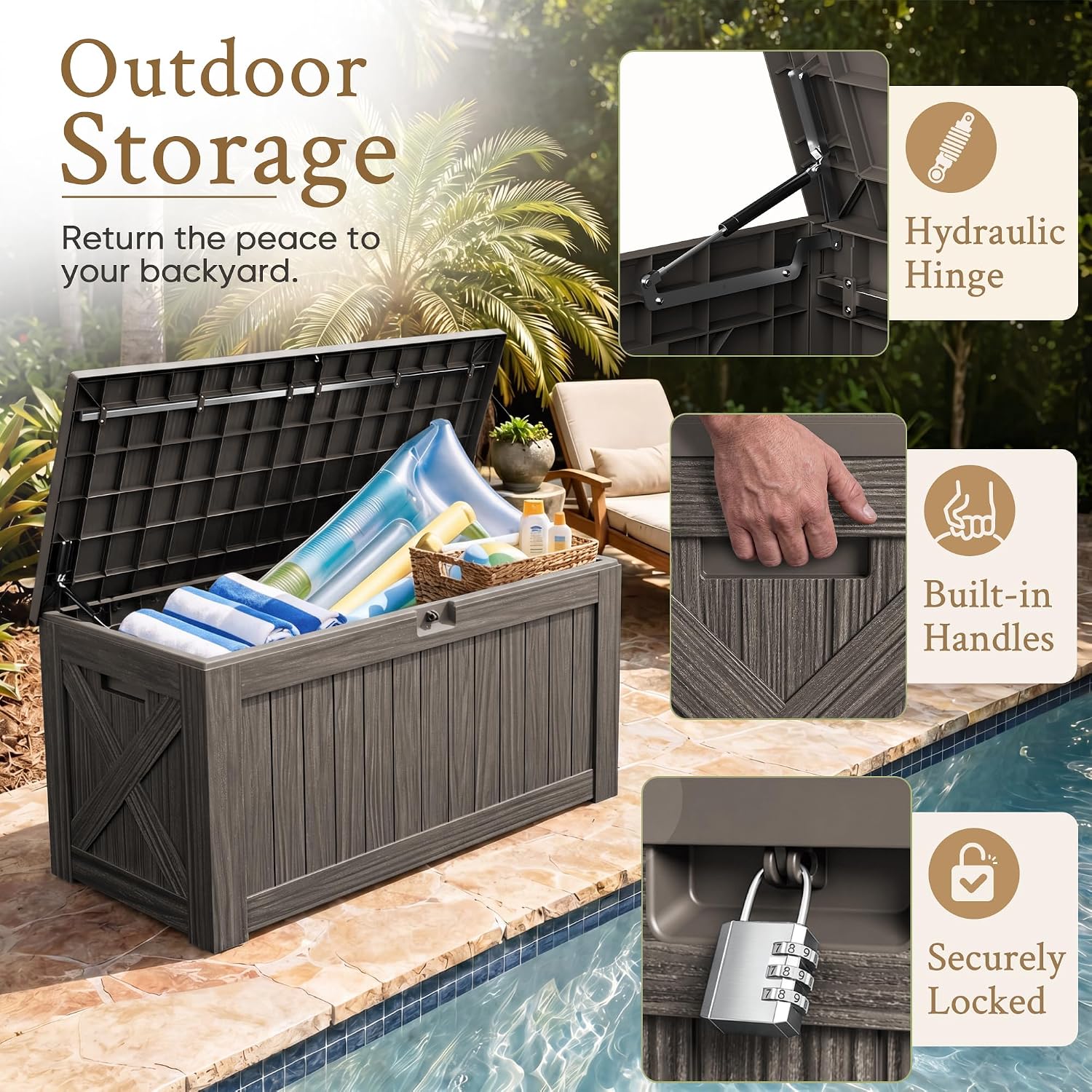 صندوق تخزين كبير بسعة 120 جالو - مراجعة Outdoor Furniture Wood وسعره
