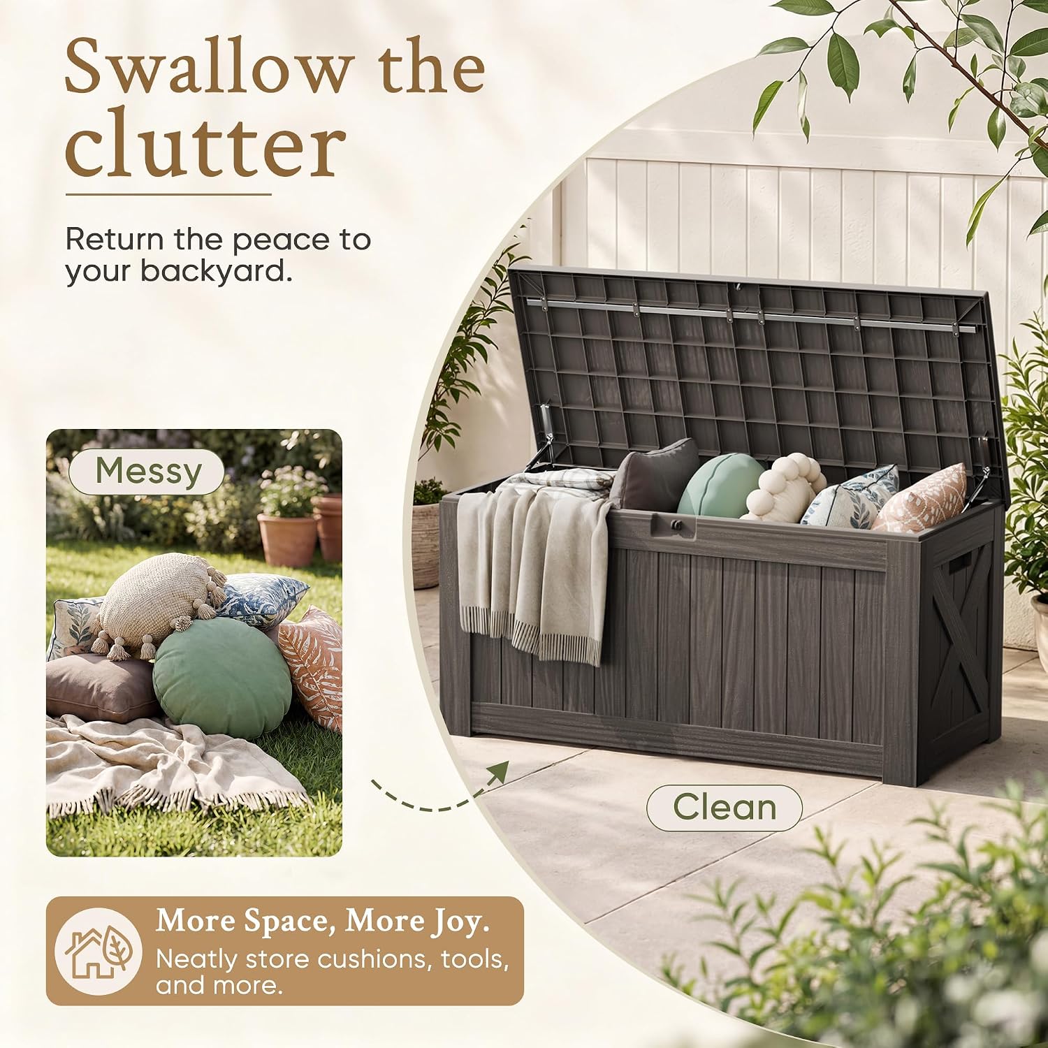 صندوق تخزين كبير بسعة 120 جالو - مراجعة Outdoor Furniture Wood وسعره